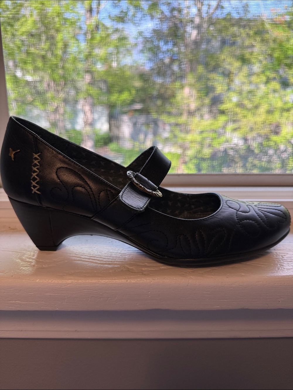 New PIKOLINOS Black Low Heel Mary Jane Leather